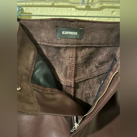 Express Chocolate Super High Waisted Faux Leather Modern Straight Pant - Picture 7 of 7